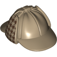 Visuel indicatif Rebrickable de Chapeau deerstalker avec motif imprimé lévrier rouge foncé sur les oreillettes (Hat Deerstalker with Dark Red Houndstooth Check on Ear Flaps Print)