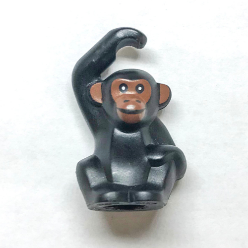Visuel indicatif Rebrickable de Animal, singe / singe, chimpanzé avec motif imprimé visage brun rougeâtre (Animal, Monkey / Ape, Chimpanzee with Reddish Brown Face Print)