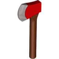 Visuel indicatif Rebrickable de Axe d'arme avec tête rouge et lame argentée (Weapon Axe with Red Head and Silver Blade)