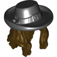 Cheveux et chapeau, longue ondulée avec chapeau noir avec motif imprimé boucle (Hair and Hat, Long Wavy with Black Hat with Buckle Print)