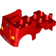 Visuel indicatif Rebrickable de Corps du camion Duplo, avec logo de feu inversé et phares sur le motif imprimé devant (Duplo Truck Body, with Reverse Fire Logo, and Headlights on Front Print)