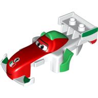 Visuel indicatif Rebrickable de Duplo carrosserie de voiture, formule un avec des voitures francesco motif imprimé (Duplo Car Body, Formula One with Cars Francesco Print)