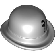 Chapeau, melon avec motif imprimé point d'interrogation noir (Hat, Bowler with Black Question Mark Print)