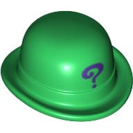 Chapeau, melon avec motif imprimé point d'interrogation violet (Hat, Bowler with Purple Question Mark Print)