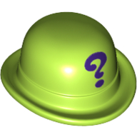 Chapeau, melon avec point d'interrogation violet '?' imprimé (Hat, Bowler with Purple Question Mark '?' Print)