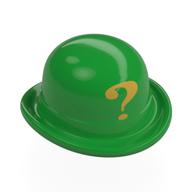 Chapeau, melon avec motif imprimé point d'interrogation en or (Hat, Bowler with Gold Question Mark Print)