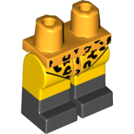 Visuel indicatif Rebrickable de Bassin avec jambes jaunes et motif de bottes noires avec justaucorps orange clair lumineux avec motif imprimé taches justaucorps (Hips with Yellow Legs and Black Boots Pattern with Bright Light Orange Leotard with Leopard Spots Print)