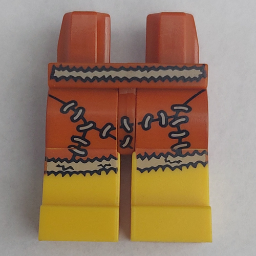 Bassin et jambes jaunes avec jupe de peau d'animal orange foncé avec des points blancs (Hips and Yellow Legs with Dark Orange Animal Skin Skirt with White Stitches Cavewoman Print)
