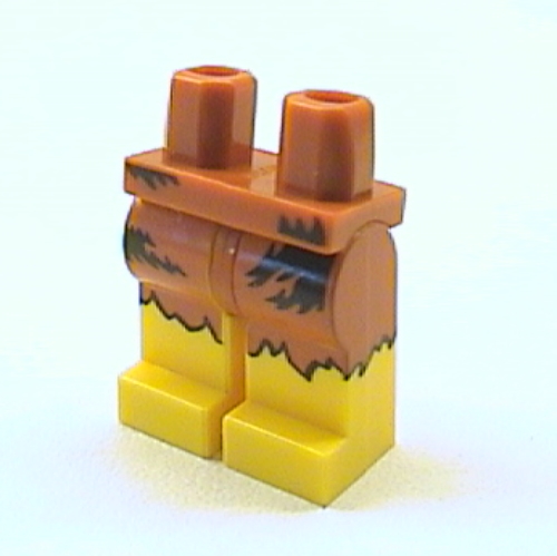 Bassin et jambes jaunes avec pagne de peau d'animal orange foncé avec des marques noires (Hips and Yellow Legs with Dark Orange Animal Skin Loincloth with Black Markings Caveman Print)