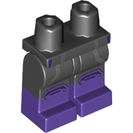 Visuel indicatif Rebrickable de Bassin avec jambes noires et motif Bottes violet foncé avec genoux violets, gris Lignes motif imprimé (Hips with Black Legs and Dark Purple Boots Pattern with Purple Knees, Gray Lines Print)