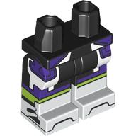 Bassin avec jambes noires et motif de bottes blanches avec armure violet foncé, motif imprimé à rayures citron (Hips with Black Legs and White Boots Pattern with Dark Purple Armor, Lime Stripe Print)