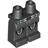Bassin et jambes noires avec ceinture grise et azur moyen et genouillères moyennes azur, gris et noir avec motif imprimé Grille (Hips and Black Legs with Gray and Medium Azure Belt and Medium Azure, Gray and Black Knee Pads with Grille Print)