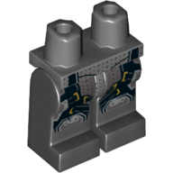 Bassin et jambes noires avec armure tactique gris foncé, maille argentée et genouillères motif imprimé (Batman) (Hips and Black Legs with Dark Gray Tactical Armor, Silver Mesh and Knee Pads Print (Batman))