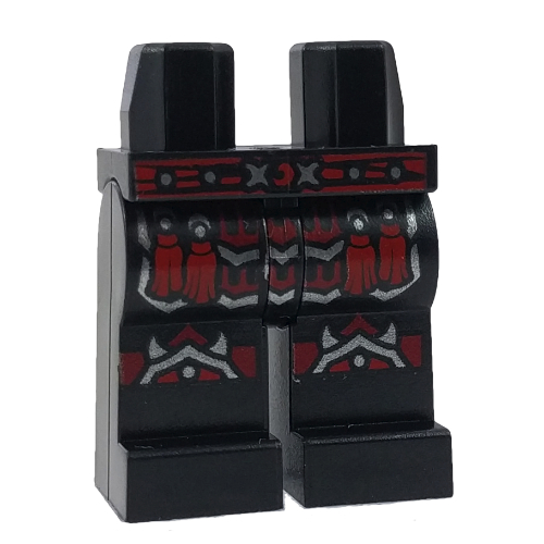 Bassin et jambes noires avec ceinture cloutée rouge, glands et armure (Hips and Black Legs with Red Studded Belt, Tassels and Armor)