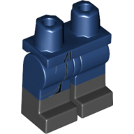 Visuel indicatif Rebrickable de Bassin avec jambes bleu foncé et motif de bottes noires avec motif imprimé longue queue de cheval (Hips with Dark Blue Legs and Black Boots Pattern with Long Coattail Print)