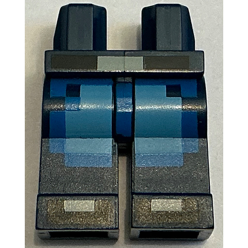 Bassin et jambes bleu foncé avec Jeans bleu pixellisé et bleu moyen, ceinture noire et modèle de chaussures (Hips and Dark Blue Legs with Pixelated Blue and Medium Blue Jeans, Black Belt and Shoes Pattern)