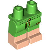 Visuel indicatif Rebrickable de Jambes vert vif et motif Bottes nougat clair avec vert maillots de bain, 'R', Lacets (Hips with Bright Green Legs and Light Nougat Boots Pattern with Green Swimming Trunks, 'R', Laces)