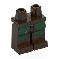Bassin et jambes brun foncé avec rocaille vert foncé, armure de poitrine brun foncé, pendentif argent imprimé (Hips and Dark Brown Legs with Dark Green Rove, Dark Brown Chest Armor, Silver Pendant Print)