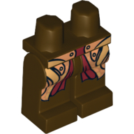 Visuel indicatif Rebrickable de Bassin et jambes brun foncé avec motif imprimé de longues queues de cheval dorées (Haldir) (Hips and Dark Brown Legs with Long Gold Coattails Print (Haldir))
