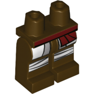 Bassin et jambes brun foncé avec ceinture ceinture rouge foncé, panneaux blancs et sangles au genou (Hips and Dark Brown Legs with Dark Red Sash Belt, White Panels and Knee Straps)