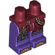 Bassin et jambes pourpre foncé avec chaînes en cuivre avec clé, boucles sur les genoux et les os sur motif imprimé jambes (Hips and Dark Purple Legs with Copper Chains with Key, Buckles on Knees and Bones on Feet Print)