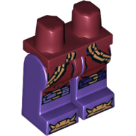 Bassin et jambes pourpre foncé avec chaînes en cuivre, boucles sur les genoux et les os sur motif imprimé jambes (Hips and Dark Purple Legs with Copper Chains, Buckles on Knees and Bones on Feet Print)