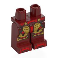 Bassin et jambes rouge foncé avec armure Iron Man, ceinture rouge, motif imprimé plaqué or (Hips and Dark Red Legs with Iron Man Armor, Red Belt, Gold Plating Print)