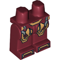 Bassin et jambes rouge foncé avec Iron Man or et argent genou plaques, motif : bottes et ceinture (Hips and Dark Red Legs with Iron Man Gold and Silver Knee Plates, Boots and Belt Print)