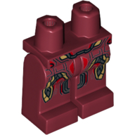 Visuel indicatif Rebrickable de Bassin et jambes rouge foncé avec Iron Man or et argent plaques de genou et ceinture motif imprimé (Hips and Dark Red Legs with Iron Man Gold and Silver Knee Plates and Belt Print)