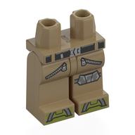 Bassin et jambes beige foncé avec ceinture noire, boucle de ceinture argentée, genouillère, fermeture à glissière, motif imprimé orteils vert olive (Hips and Dark Tan Legs with Black Belt, Silver Belt Buckle, Knee Pad, Zipper, Olive Green Toes Print)