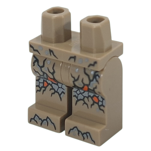 Bassin et jambes beige foncé avec texture rock, motif imprimé gris bleuâtre foncé/roches orange (Hips and Dark Tan Legs with Rock Texture, Dark Bluish Grey/Orange Rocks Print)
