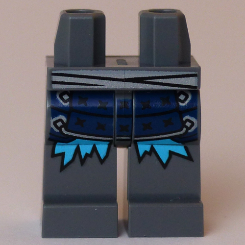 Bassin et jambes gris bleuté foncé avec ceinture gris bleuté clair, armure bleu foncé, motif imprimé glaçons azur (Hips and Dark Bluish Gray Legs with Light Bluish Grey Belt, Dark Blue Armor, Azure Icicles Print)