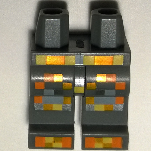 Bassin et jambes gris bleuté foncé avec motif d'armure orange, jaune et argenté pixelisé (Hips and Dark Bluish Gray Legs with Pixelated Orange, Yellow and Silver Armor Pattern)