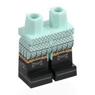 Visuel indicatif Rebrickable de Bassin avec jambes vert d’eau légères et motif Bottes noires avec bas résille argent, lacets, motif imprimé beige chaud (Hips with Light Aqua Legs and Black Boots Pattern with Silver Fishnet Stockings, Laces, Warm Tan Knees Print)