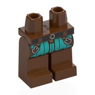 Bassin et jambes brun rougeâtre avec ceinture noire, extrémités de manteau turquoise foncé, sangles motif imprimé (Hips and Reddish Brown Legs with Black Belt, Dark Turquoise Coat Ends, Straps Print)