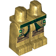 Bassin et jambes or nacré avec ceinture vert foncé, boucles d'or et motif imprimé d'enveloppement du genou jaune (Hips and Pearl Gold Legs with Dark Green Sash, Gold Buckles and Yellow Knee Wrapping Print)