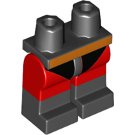 Visuel indicatif Rebrickable de Bassin avec jambes rouges et motif de bottes noires avec justaucorps noir et motif imprimé ceinture orange (mr incroyable) (Hips with Red Legs and Black Boots Pattern with Black Leotard and Orange Belt Print (Mr Incredible))