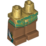 Bassin et jambes nougat moyen avec décorations turquoise foncé, motif imprimé Ailes sur jambes (Hips and Medium Nougat Legs with Dark Turquoise Decorations, Wings on Feet Print)