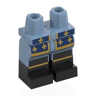 Visuel indicatif Rebrickable de Bassin avec des jambes bleu sable et motif de bottes noires avec des extrémités de manteau bleu foncé, décorations dorées, motif imprimé de garniture (Hips with Sand Blue Legs and Black Boots Pattern with Dark Blue Coat Ends, Gold Decorations, Trim Print)