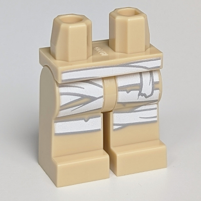 Visuel indicatif Rebrickable de Bassin et jambes beiges avec motif imprimé d'emballage de momie blanche (Hips and Tan Legs with White Mummy Wrapping Print)