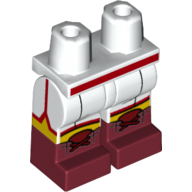 Visuel indicatif Rebrickable de Bassin avec jambes blanches et motif de bottes rouge foncé avec short de boxe avec bordure rouge et lacets (Hips with White Legs and Dark Red Boots Pattern with Boxing Shorts with Red Trim and Laces)