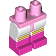 Visuel indicatif Rebrickable de Bassin avec des jambes blanches et motif de bottes rose foncé avec des rayures orange clair vif imprimé (Hips with White Legs and Dark Pink Boots Pattern with Bright Light Orange Stripes Print)