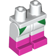 Visuel indicatif Rebrickable de Bassin avec jambes blanches et motif Bottes rose foncé avec motif imprimé Triangles verts (Hips with White Legs and Dark Pink Boots Pattern with Green Triangles Print)