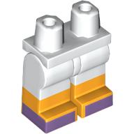 Visuel indicatif Rebrickable de Bassin avec jambes blanches et motif de bottes orange clair lumineux avec motif imprimé jambes lavande moyenne (Hips with White Legs and Bright Light Orange Boots Pattern with Medium Lavender Feet Print)
