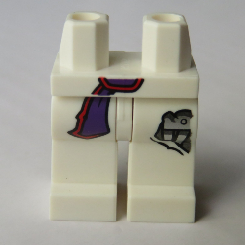 Bassin et jambes blanches avec ceinture violet foncé, pièces robotiques (Hips and White Legs with Dark Purple Sash, Robotic Parts)