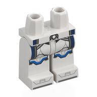 Bassin et jambes blanches avec armure de soldat clone, motif imprimé Marquages bleu foncé (Hips and White Legs with Clone Trooper Armor, Dark Blue Markings Print)