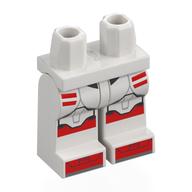 Bassin et jambes blanches avec armure de soldat clone, motif imprimé Marquages rouges (Hips and White Legs with Clone Trooper Armor, Red Markings Print)