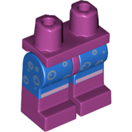 Visuel indicatif Rebrickable de Bassin avec jambes bleues et motif de bottes magenta avec bulles d'argent imprimé (Hips with Blue Legs and Magenta Boots Pattern with Silver Bubbles Print)