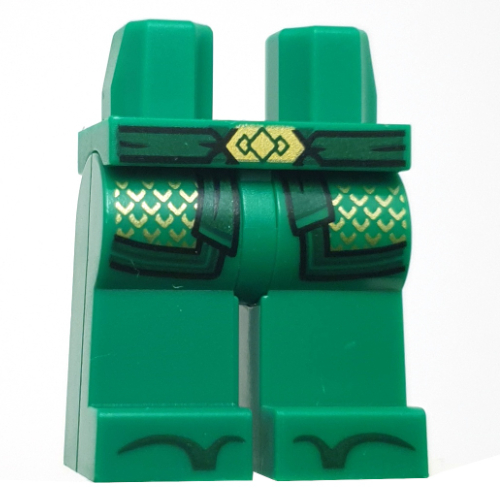 Bassin et jambes vertes avec des extrémités de robe, décorations en or, garniture vert foncé, motif imprimé ceinture (Hips and Green Legs with Robe Ends, Gold Decorations, Dark Green Trim, Sash Print)