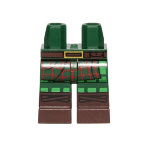 Visuel indicatif Rebrickable de Jambes vert foncé et motif Bottes marron foncé avec Kilt tartan, ceinture marron foncé motif imprimé (Hips with Dark Green Legs and Dark Brown Boots Pattern with Tartan Kilt, Dark Brown Belt Print)